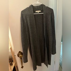 Worn Loft Dark Heather Gray Long Sleeve Open Cardigan - Large